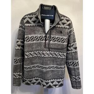 The North Face Men's Gray Aztec Tribal 1/4 Zip Fleece Pullover Sweater Top Sz L